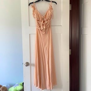 Peach colored maxi dress